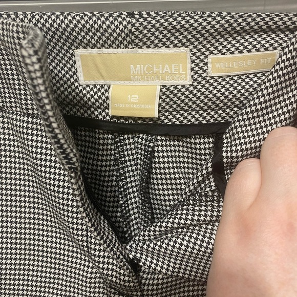 Size 12 MICHAEL KORS Wide Leg Houndstooth Dress Pants - Picture 3 of 7